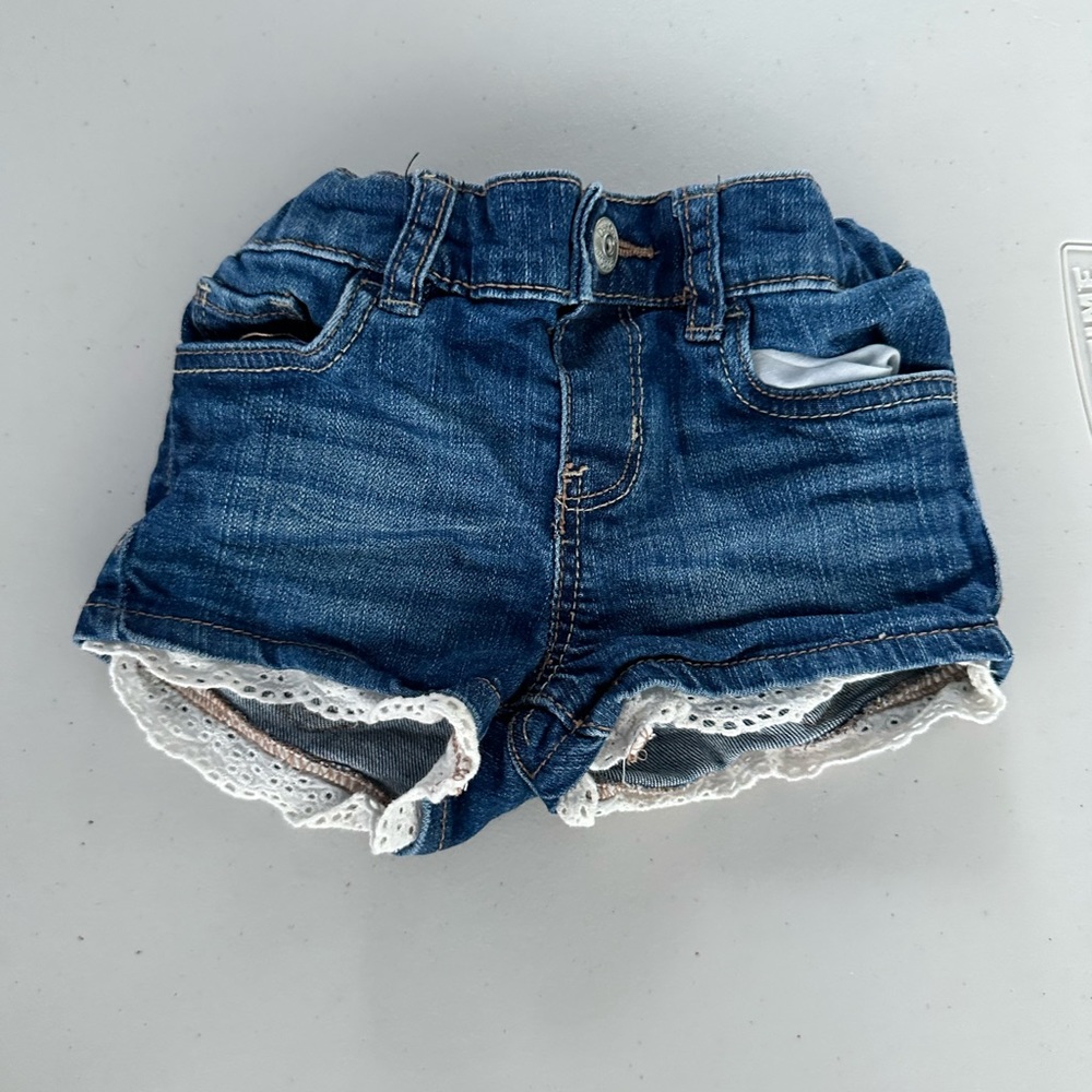 Oshkosh adjustable baby girl shorts with lace trim size 24months